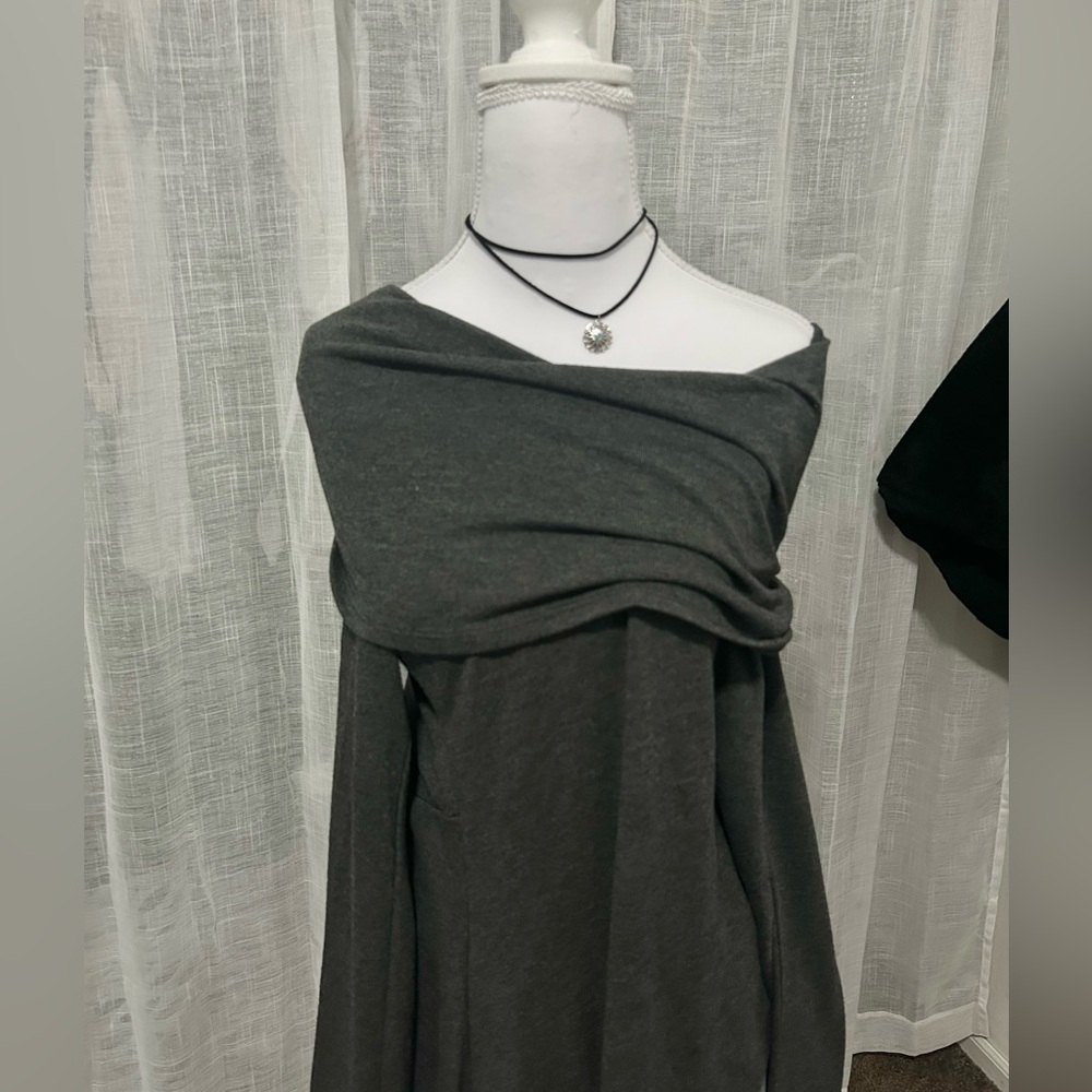 Off-Shoulder Gray Mini Dress